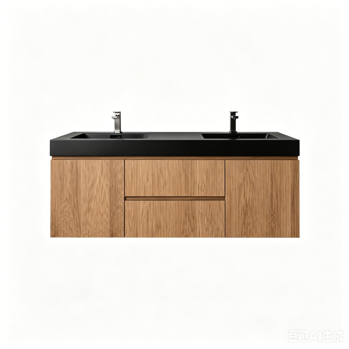 Bliss 60" Fluted Oakwood Double Sink Wall Mount Vanity - Restock ETA Late Oct