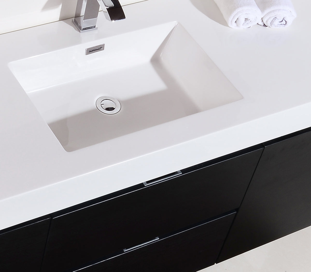 Bliss 60" Black Wall Mount  Single Sink Modern Bathroom Vanity