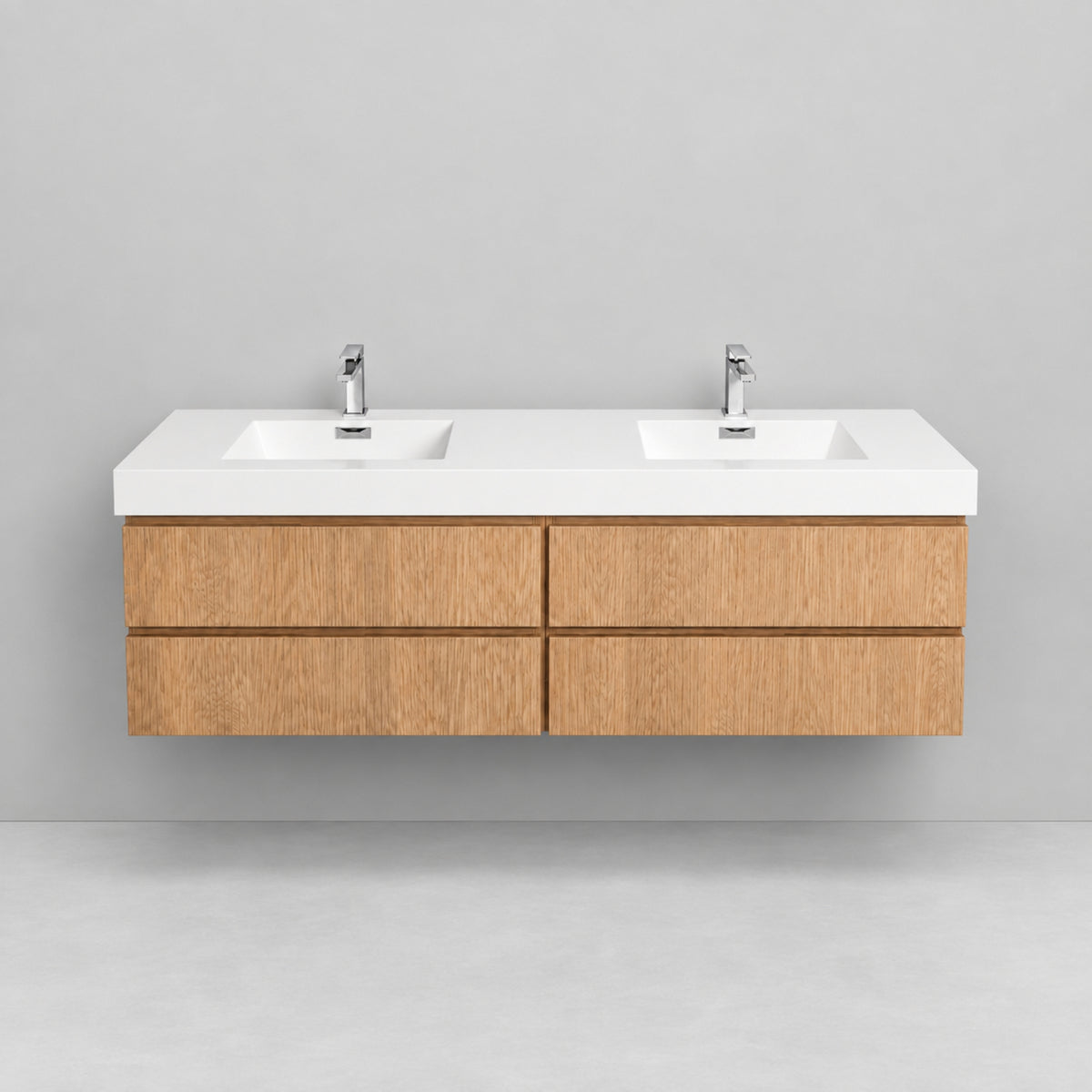 Bliss 71" Fluted Oakwood Double Sink Wall Mount Vanity -  ETA End of Nov