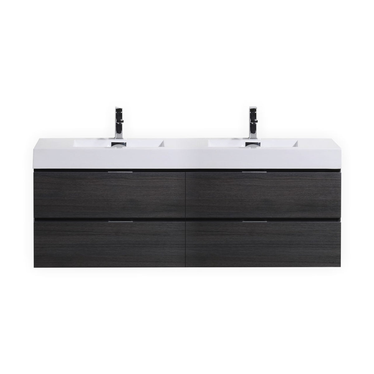 Bliss 80" Gray Oak Wall-Mount Double Sink Modern Bathroom Vanity