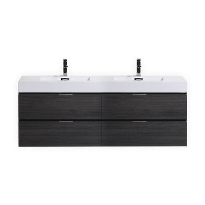 Bliss 80" Gray Oak Wall-Mount Double Sink Modern Bathroom Vanity