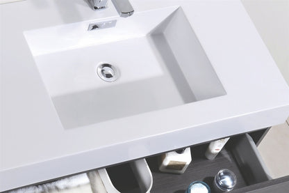 Bliss 80" Gray Oak Wall-Mount Double Sink Modern Bathroom Vanity