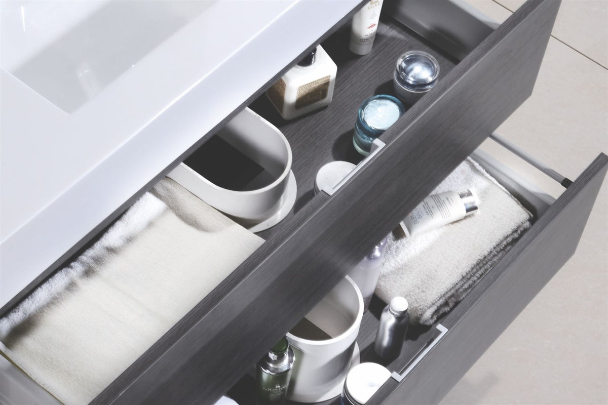 Bliss 80" Gray Oak Wall-Mount Double Sink Modern Bathroom Vanity