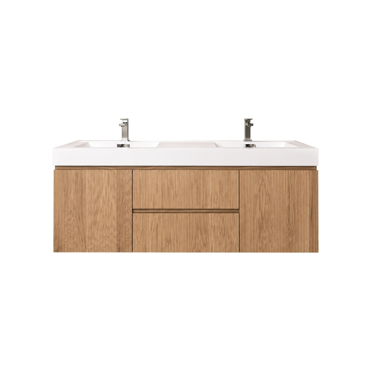 Bliss 60" Fluted Oakwood Double Sink Wall Mount Vanity - Restock ETA Late Oct