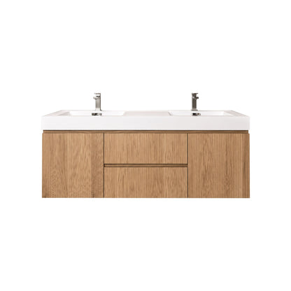 Bliss 60" Fluted Oakwood Double Sink Wall Mount Vanity - Restock ETA Late Oct
