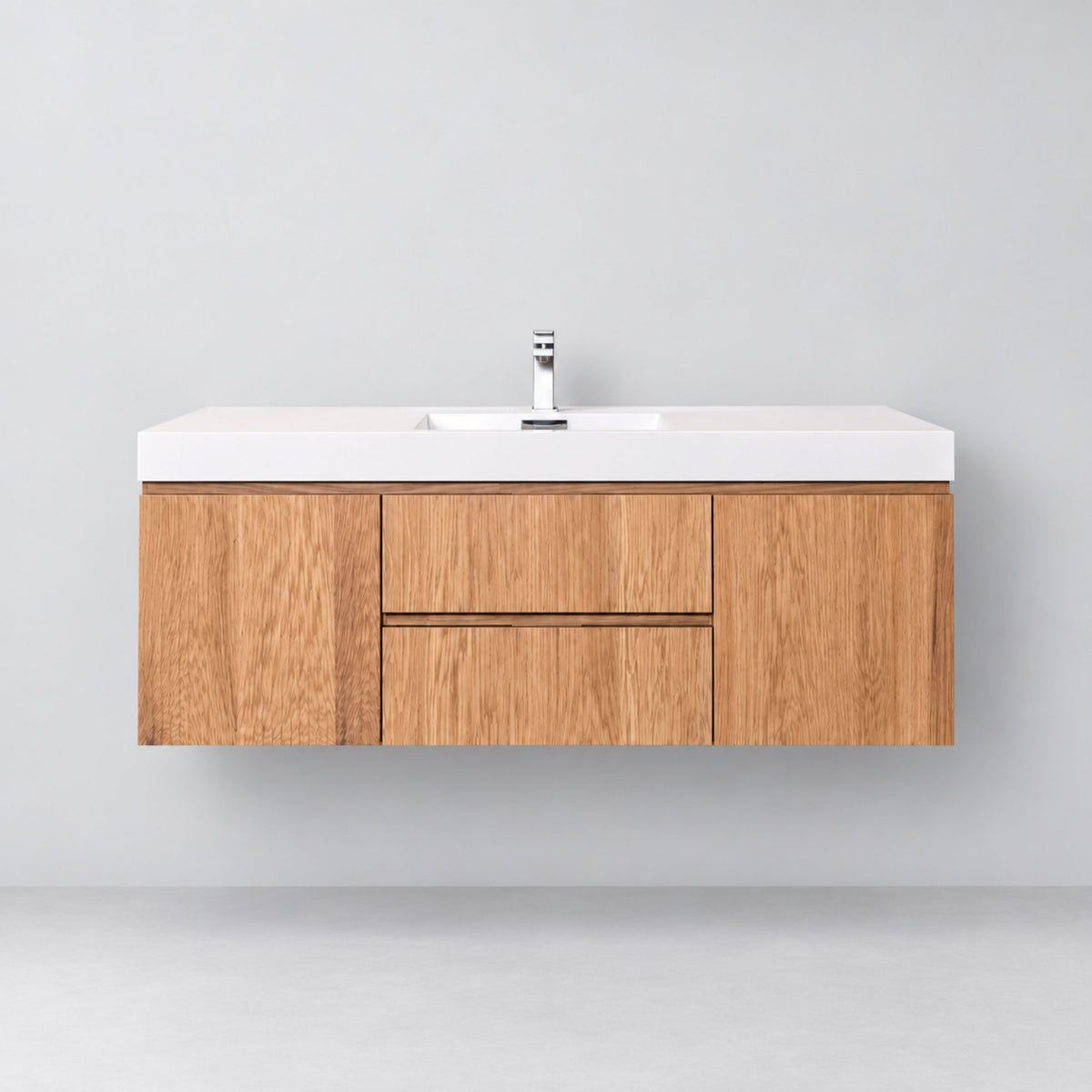 Bliss 60" Fluted Oakwood Single Sink Wall Mount Vanity - Restock ETA Late Oct