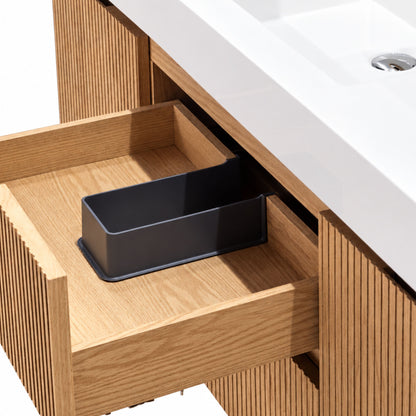 Bliss 60" Fluted Oakwood Single Sink Wall Mount Vanity - Restock ETA Late Oct