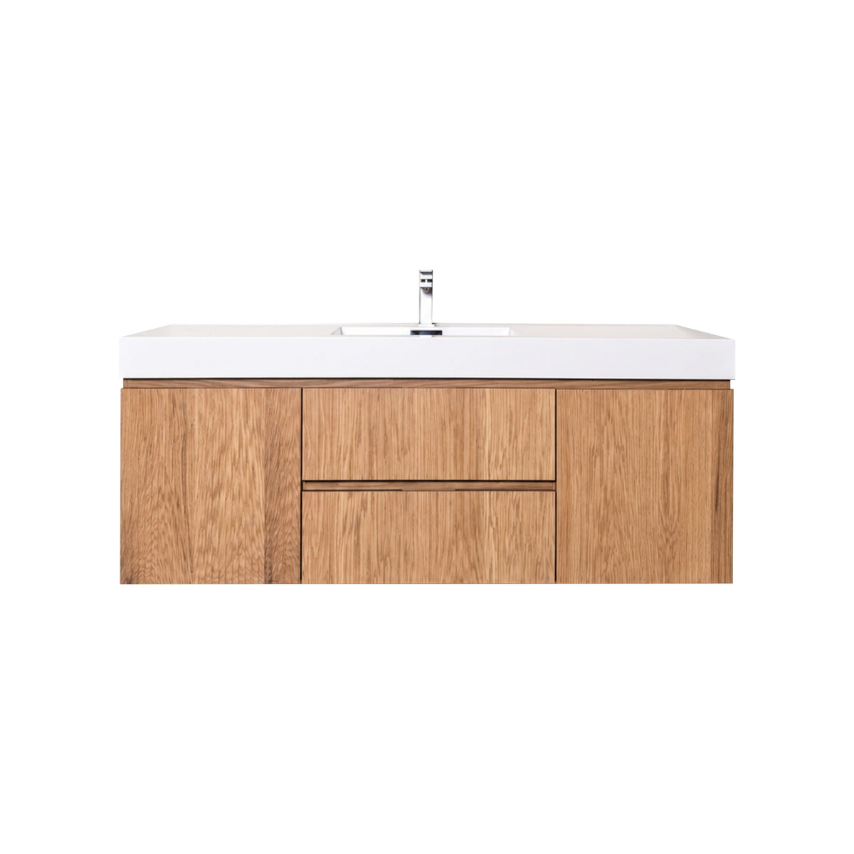 Bliss 60" Fluted Oakwood Single Sink Wall Mount Vanity - Restock ETA Late Oct
