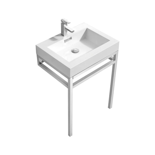 Haus 24" Stainless Steel Console w/ White Acrylic Sink Chrome