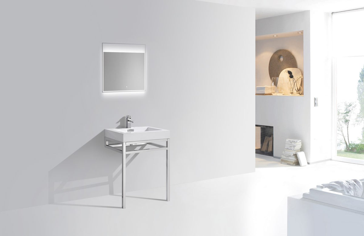 Haus 24" Stainless Steel Console w/ White Acrylic Sink Chrome