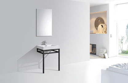 Haus 24" Stainless Steel Console w/ White Acrylic Sink Matte Black