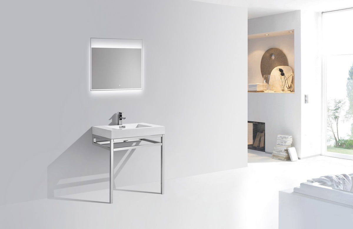 Haus 30" Stainless Steel Console w/ White Acrylic Sink Chrome