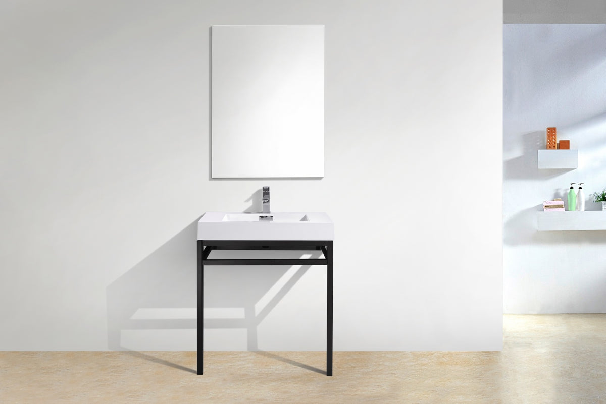 Haus 30" Stainless Steel Console w/ White Acrylic Sink Matte Black