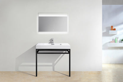 Haus 36" Stainless Steel Console w/ White Acrylic Sink Matte Black