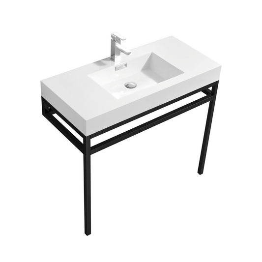 Haus 40" Stainless Steel Console w/ White Acrylic Sink Matte Black