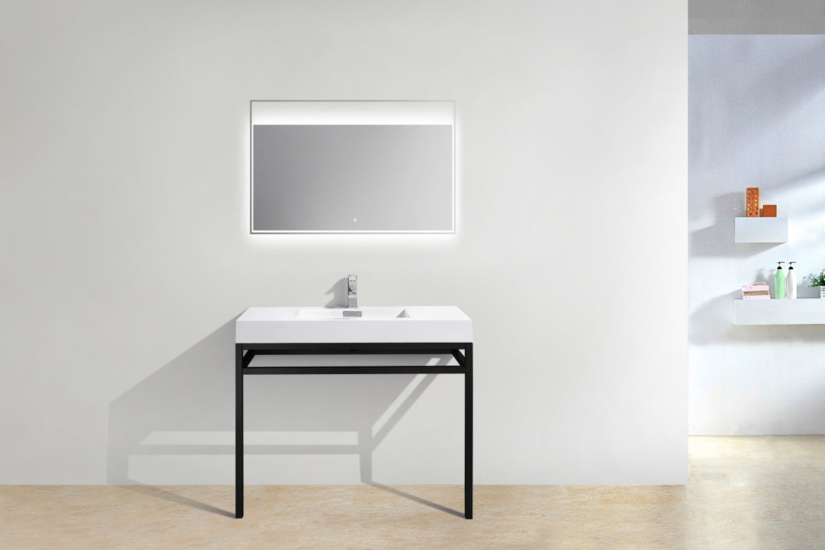 Haus 40" Stainless Steel Console w/ White Acrylic Sink Matte Black
