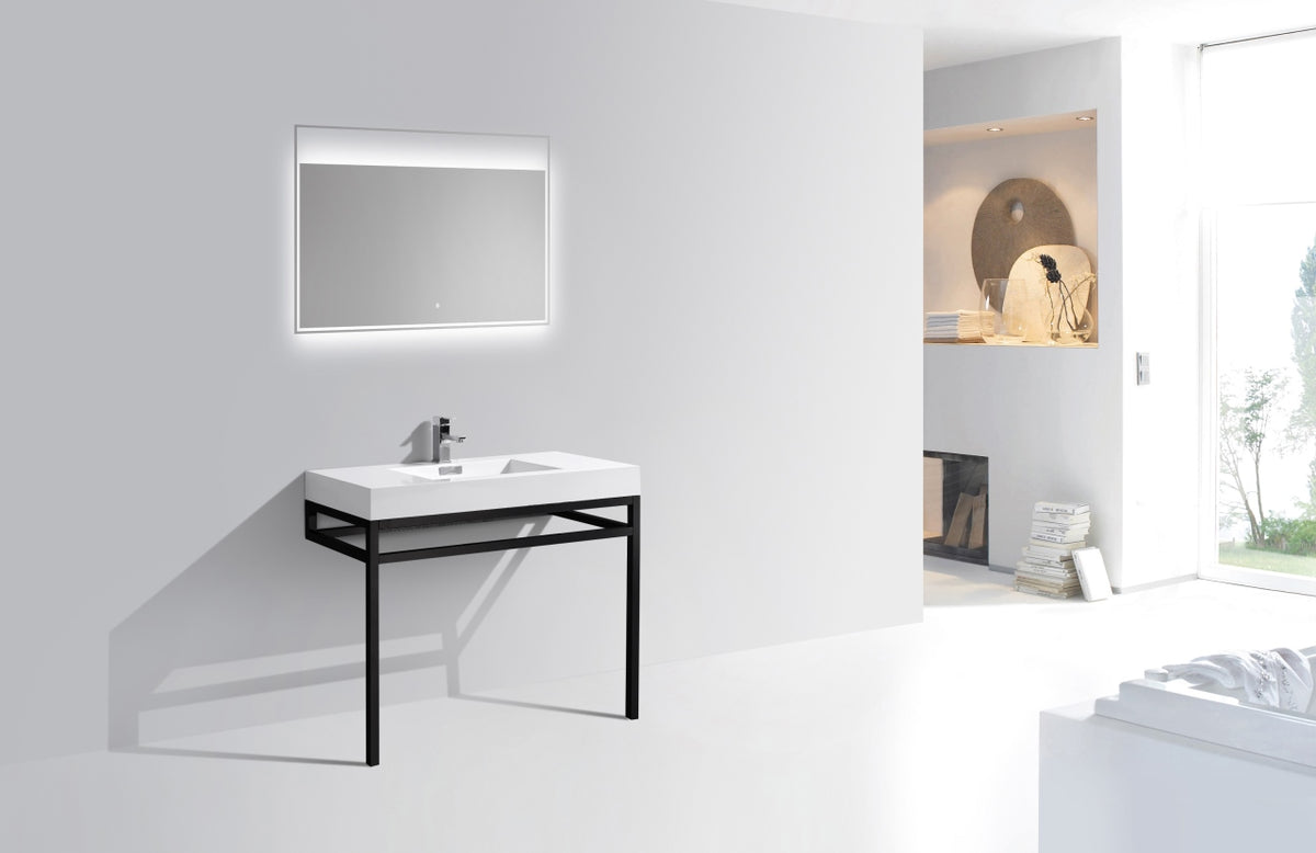Haus 40" Stainless Steel Console w/ White Acrylic Sink Matte Black