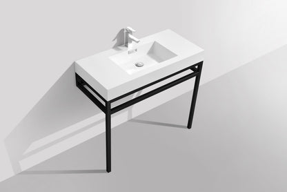 Haus 40" Stainless Steel Console w/ White Acrylic Sink Matte Black