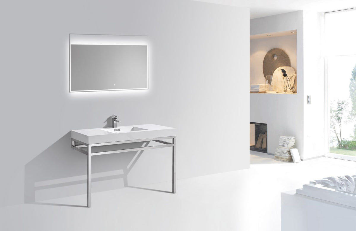 Haus 48" Stainless Steel Console w/ White Acrylic Sink Chrome