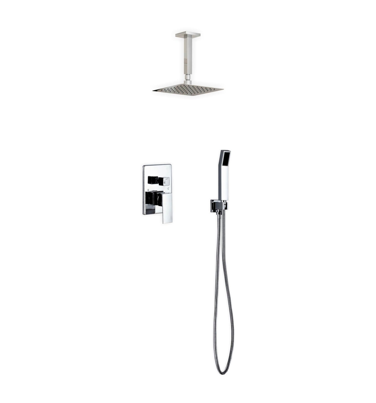 Aqua Piazza Shower Set w/ 8" Ceiling Mount Square Rain Shower and Handheld