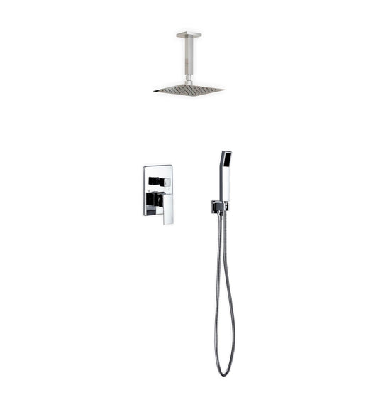 Aqua Piazza Shower Set w/ 8" Ceiling Mount Square Rain Shower and Handheld