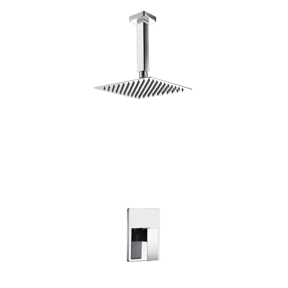 Aqua Piazza Shower Set w/ 12" Ceiling Mount Square Rain Shower Head Chrome