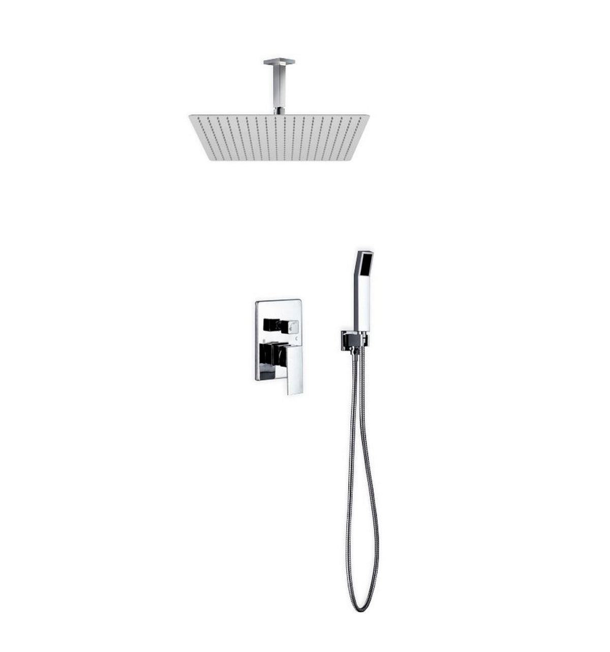 Aqua Piazza Shower Set w/ 20" Ceiling Mount Square Rain Shower and Handheld