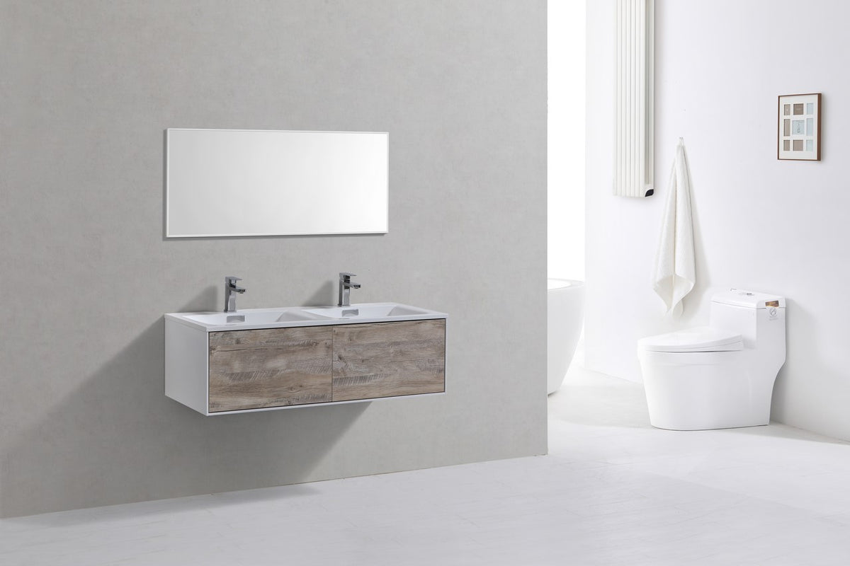 Divario 48" Nature Wood Wall Mount Modern Bathroom Vanity