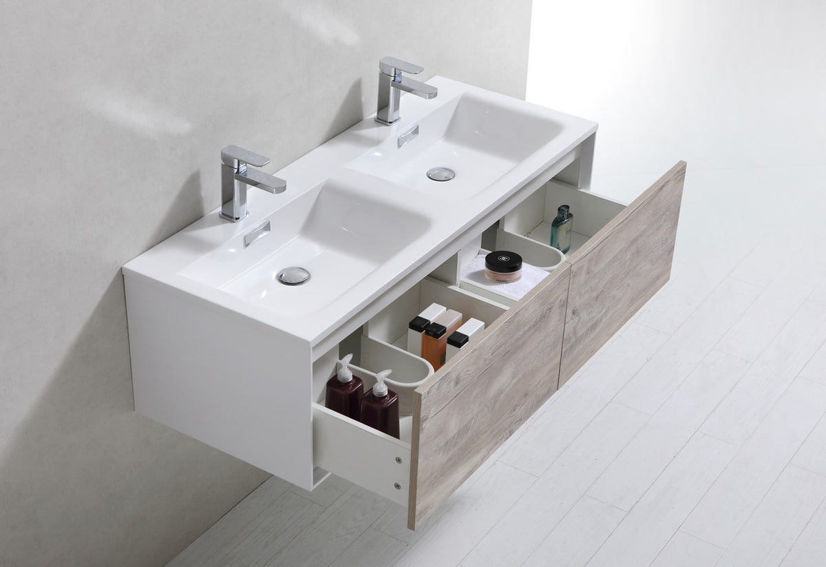 Divario 48" Nature Wood Wall Mount Modern Bathroom Vanity