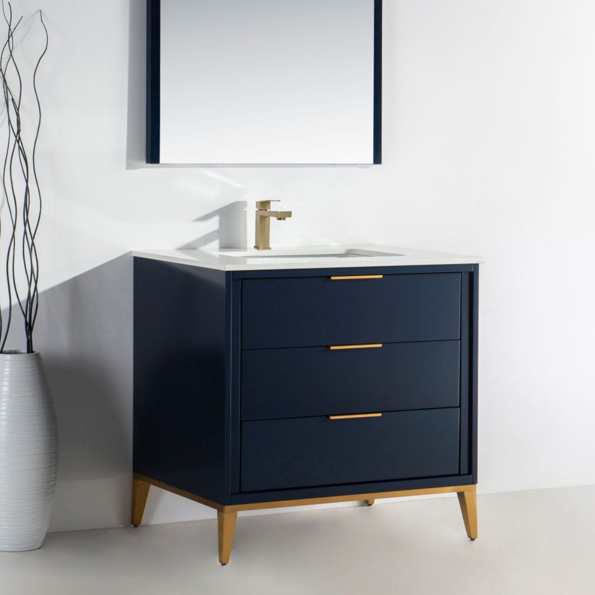 Divani 36'' Navy Blue Vanity W/ Quartz Counter Top