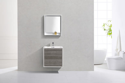 DeLusso 24" Wall Mount Modern Bathroom Vanity - Ashgray & White