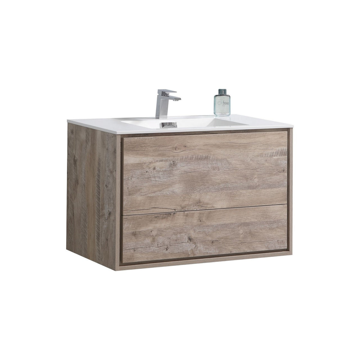 DeLusso 36" Nature Wood Wall Mount Modern Bathroom Vanity