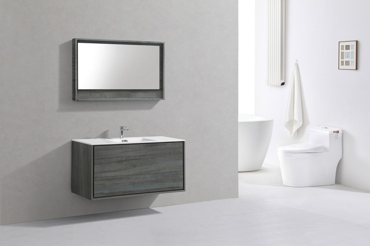 DeLusso 48" Single Sink Ocean Gray Wall Mount Modern Bathroom Vanity