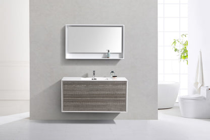 DeLusso 48" Single Sink Wall Mount Modern Bathroom Vanity - Ashgray & White