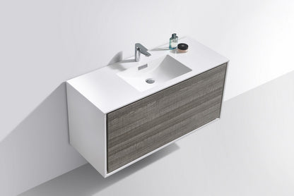DeLusso 48" Single Sink Wall Mount Modern Bathroom Vanity - Ashgray & White