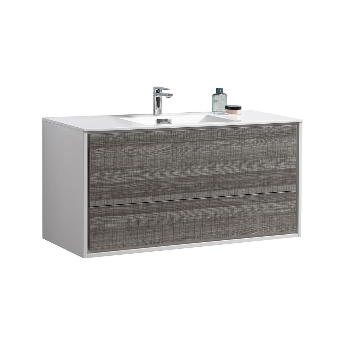 DeLusso 48" Single Sink Wall Mount Modern Bathroom Vanity - Ashgray & White