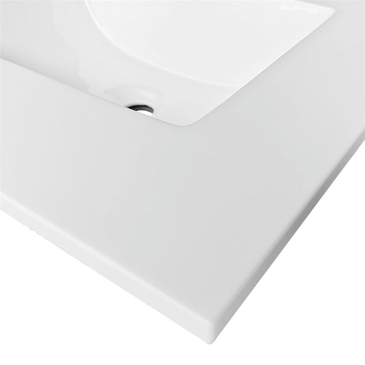 24'' x 22''  KubeBath White Quartz Counter-Top W/ Under-Mount Sink