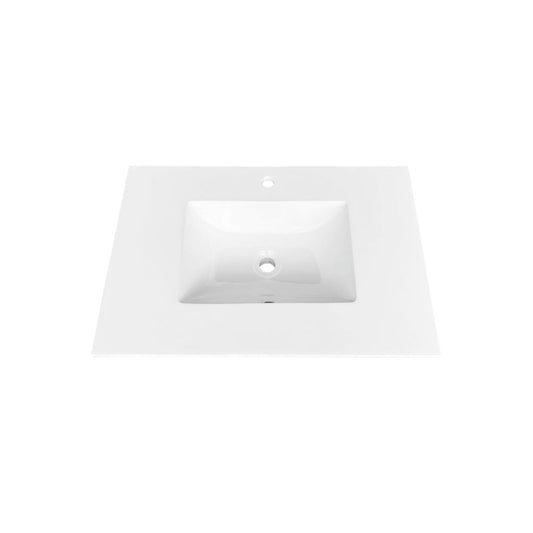 30''x22'' KubeBath White Quartz Counter-Top W/ Under-Mount Sink