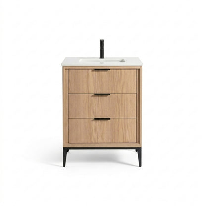 Divani 24" Oakwood Bathroom Vanity with Quartz Countertop