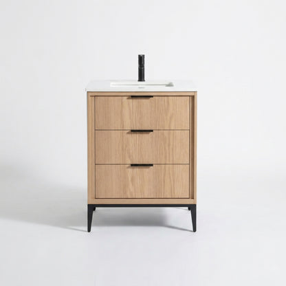 Divani 24" Oakwood Bathroom Vanity with Quartz Countertop