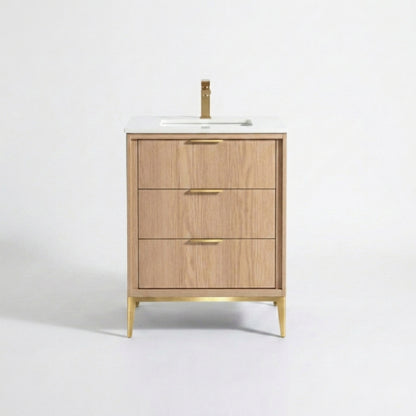 Divani 24" Oakwood Bathroom Vanity with Quartz Countertop
