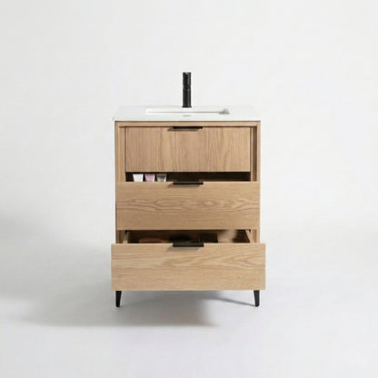 Divani 24" Oakwood Bathroom Vanity with Quartz Countertop