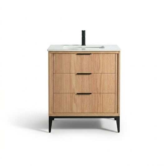 Divani 30'' Oakwood Vanity W/ Quartz Counter Top - Restock ETA  Mid Nov