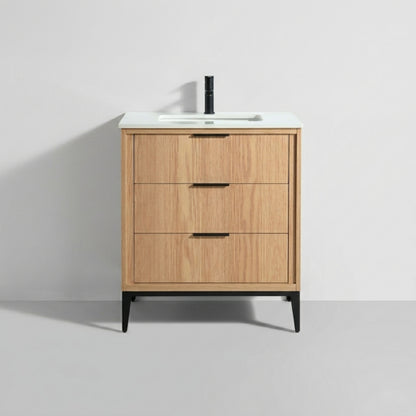 Divani 30" Oakwood Bathroom Vanity with Quartz Countertop - Restock ETA  Mid Nov