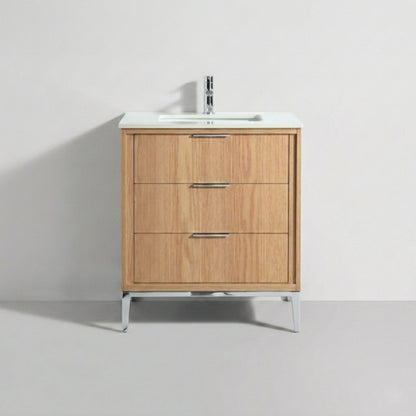 Divani 30" Oakwood Bathroom Vanity with Quartz Countertop - Restock ETA  Mid Nov