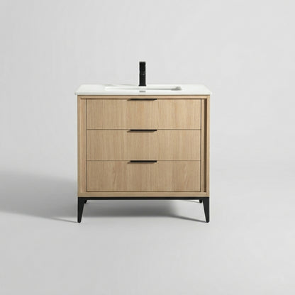 Divani 36" Oakwood Bathroom Vanity with Quartz Countertop