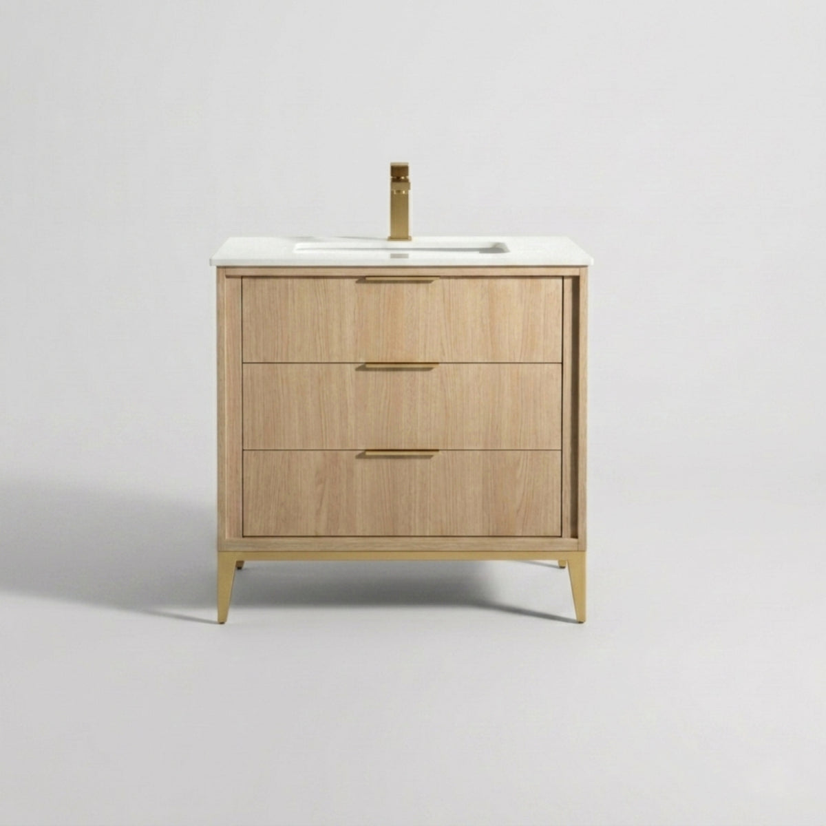 Divani 36" Oakwood Bathroom Vanity with Quartz Countertop