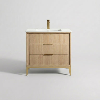 Divani 36" Oakwood Bathroom Vanity with Quartz Countertop