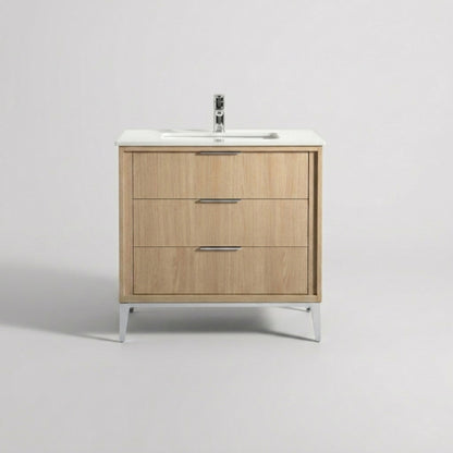 Divani 36" Oakwood Bathroom Vanity with Quartz Countertop