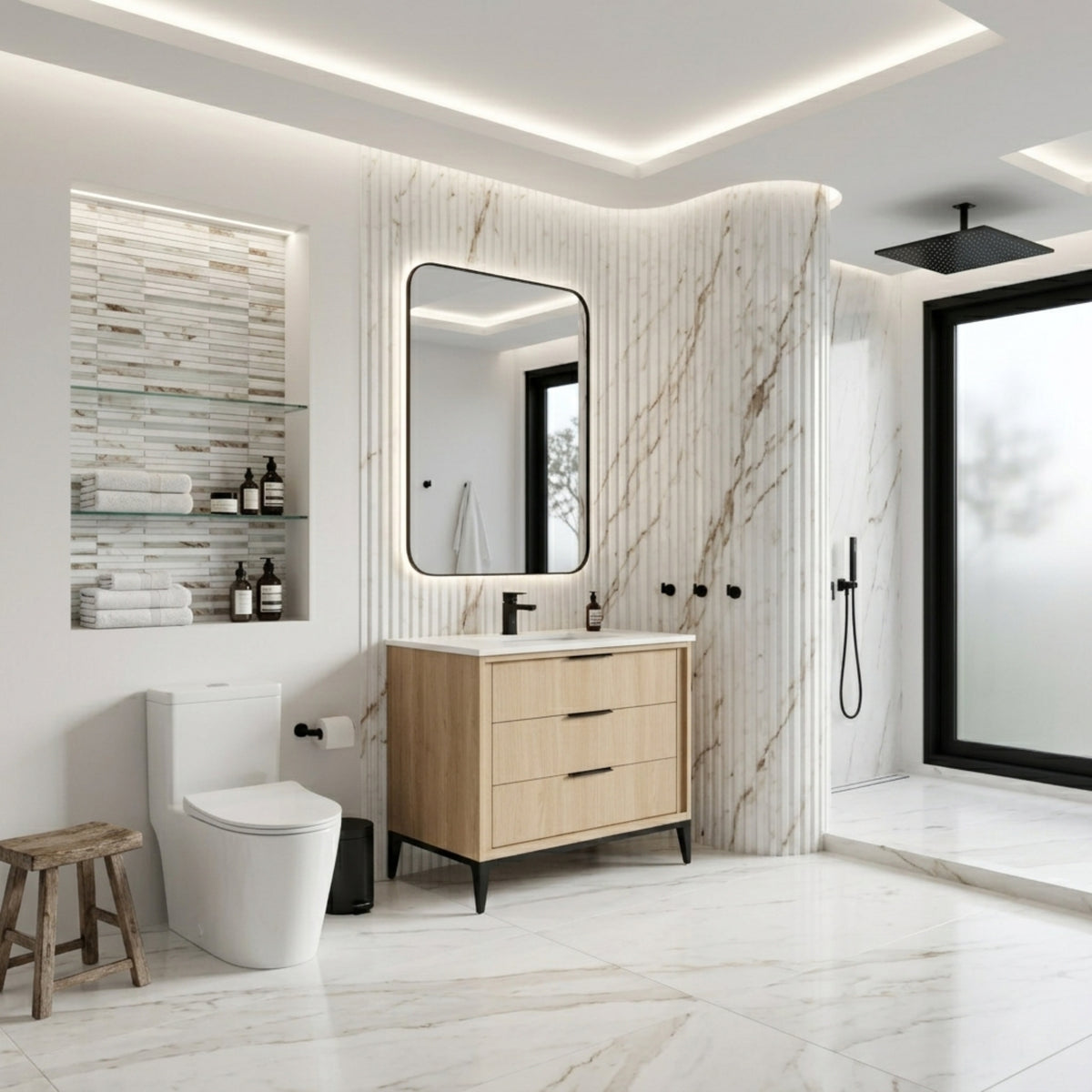 Divani 36" Oakwood Bathroom Vanity with Quartz Countertop